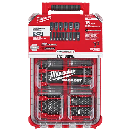Milwaukee 49-66-6802 SHOCKWAVE Impact Duty™ 1/2" Drive SAE  Packout Set - 15pc - Image 3