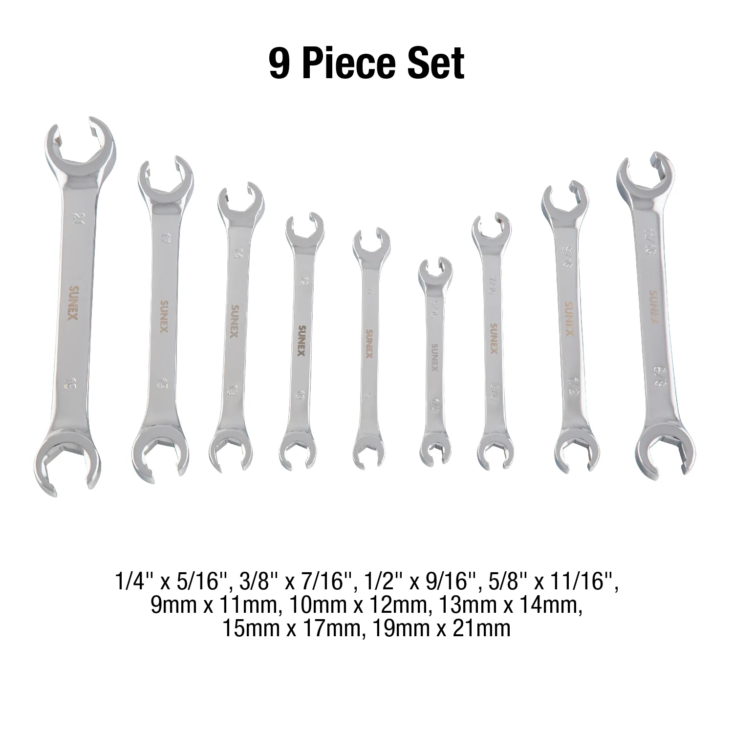 Sunex 9809A - Flare Nut Wrench Set - 9pc - Image 4