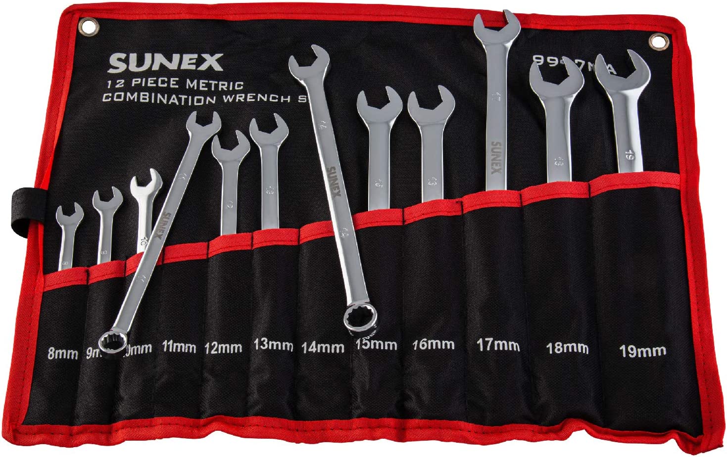 Sunex 9917MA Metric Combination Wrench Set, 8mm - 19mm, Fully Polished, 12-Piece - Image 2