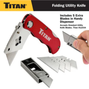 Titan Tools® 11015 Red Folding Pocket Utility Knife - Image 2