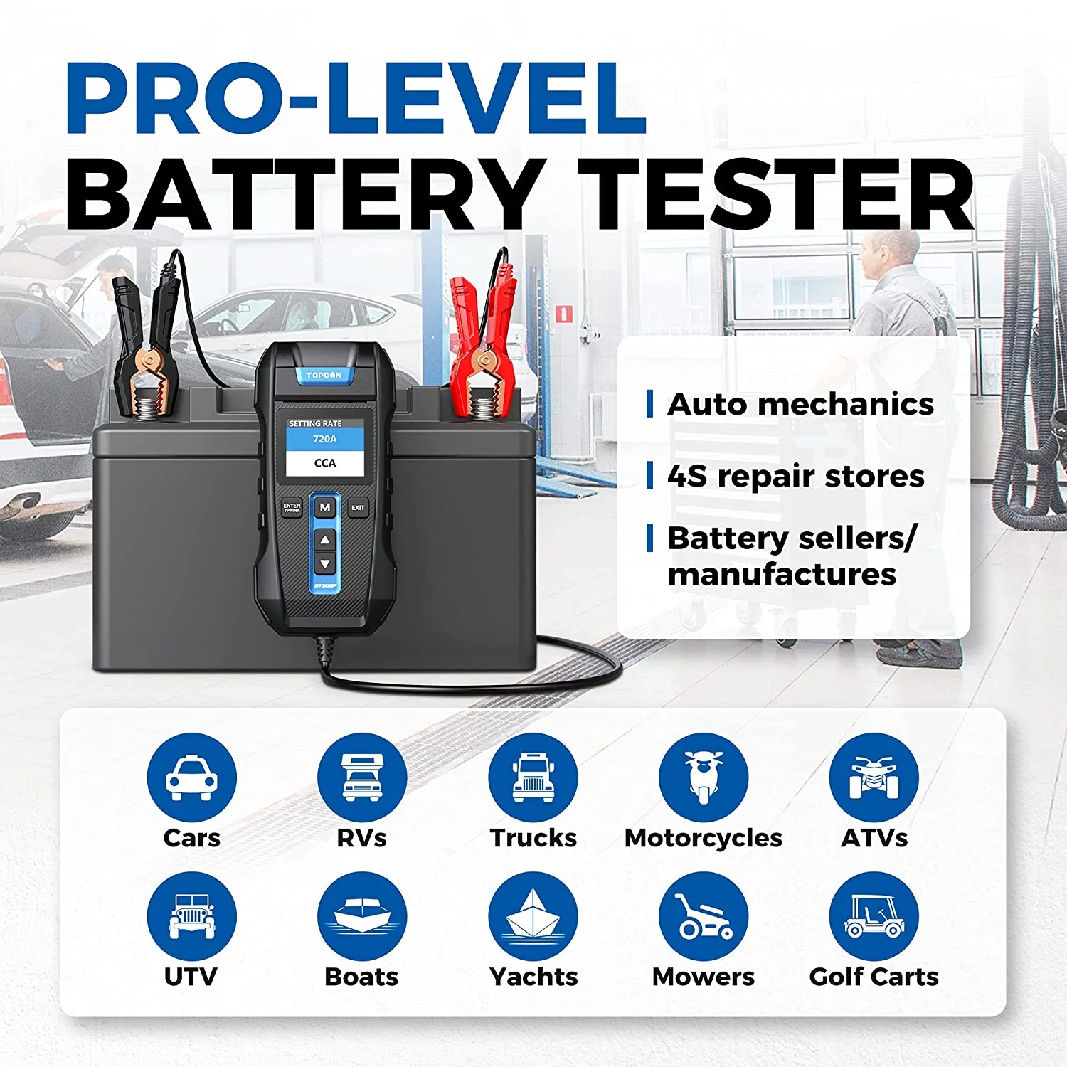 TOPDON BT300P Battery, Charging System, and Cranking System Analyzer with Built-In Printer - Image 3