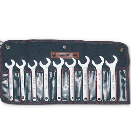 Wright 745 Service Wrench 9pc Set - 30° Angle, Satin finish- 3/4" - 1-1/4"